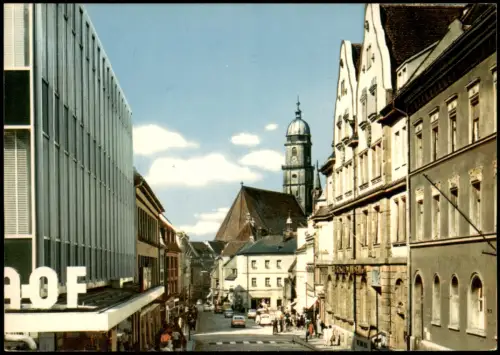 Ansichtskarte Amberg Partie am Kaufhof in der Bahnhofstraße 1970