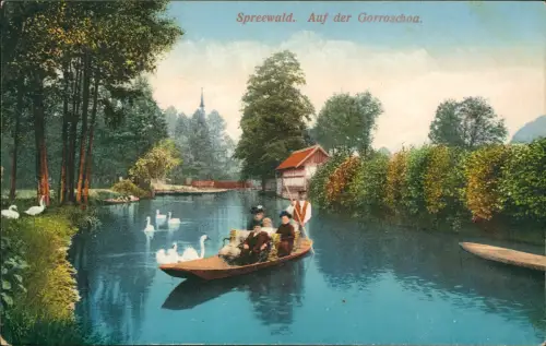Ansichtskarte Lübbenau (Spreewald) Lubnjow Auf der Gorroschoa - Kahn 1920