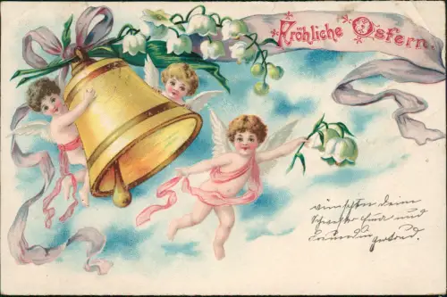 Ansichtskarte  Ostern Easter Gocken Engel Märzenbecher 1904