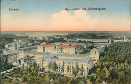 Ansichtskarte Äußere Neustadt-Dresden Kgl. Arsenal und Bekleidungsamt 1918