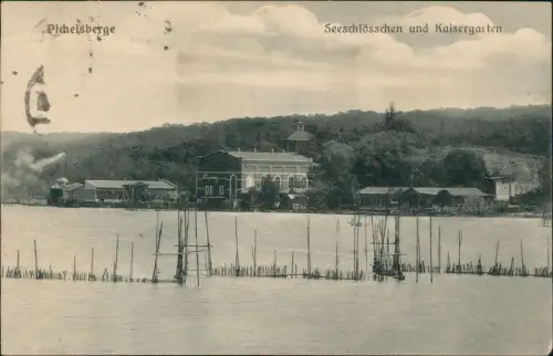 Ansichtskarte Westend-Berlin Seeschlösschen und Kaisergarten Pichelsberg 1917