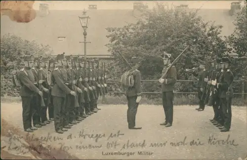 Postcard Luxemburg Luxemburger Militär Soldaten 1910  gel. Feldpoststempel