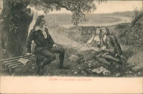 Ansichtskarte Loschwitz-Dresden Schiller in Loschwitz Künstlerkarte 1905