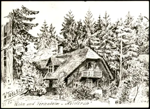 Holm-Seppensen Wohn- und Ferienheim Heideruh Künstlerkarte W. Trölsch 1975