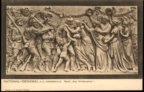Ansichtskarte Rüdesheim (Rhein) Niederwalddenkmal Wiedersehen Relief 1913