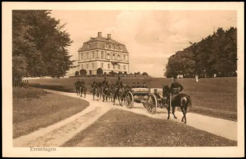Postcard .Dänemark - Eremitagen. Soldaten Kutschen 1922
