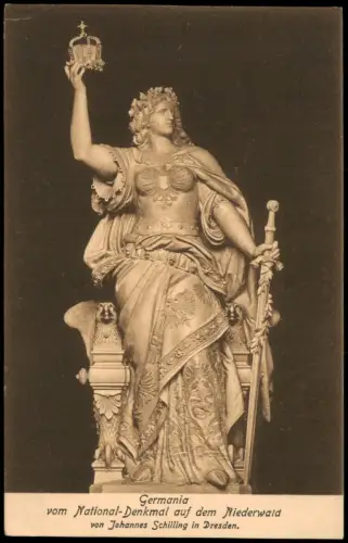 Ansichtskarte Rüdesheim (Rhein) Niederwalddenkmal Germania Statue 1909