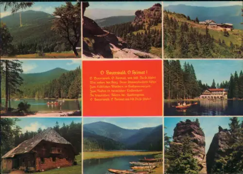 Arber  Mehrbildkarte Bayerischer Wald mit Arber-Region und Heimatgedicht 1968