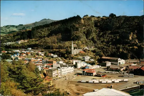 Port Chalmers Panorama   mit Hafen und Iona Presbyterian Church 1980