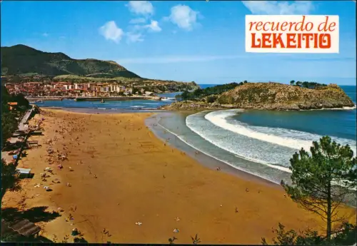 Postale Lekeitio Teilansicht mit Strand und Bucht 1970