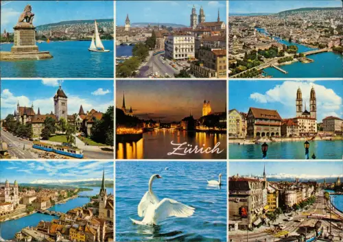 Ansichtskarte Zürich Mehrbildkarte mit verschiedenen Stadtansichten 1982