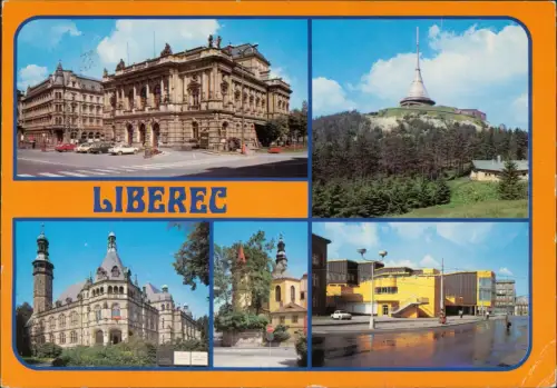 Reichenberg Liberec Mehrbildkarte Liberec mit Ještěd-Turm  Stadtansichten 1982