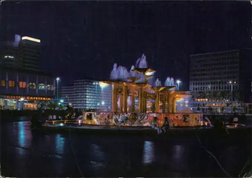Ansichtskarte Berlin Mitte Alexanderplatz bei Nacht 1973
