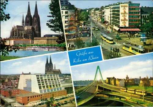 Köln MB mit Dom, Hohenzollernring, Opernhaus und Severinsbrücke 1961