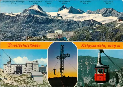 Obertraun Berghotel Krippenstein und Dachstein-Massiv mit Seilbahn 1977