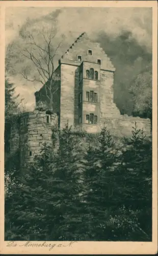Ansichtskarte Neckargerach Ruine Minneburg am Neckar 1915
