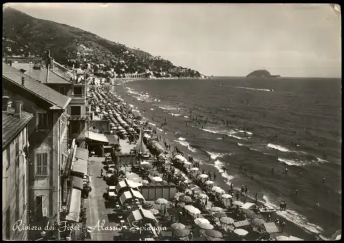 Cartolina Alassio Strand von Alassio 1960