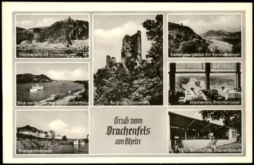 Ansichtskarte Königswinter Mehrbildkarte Drachenfels und Siebengebirge 1955