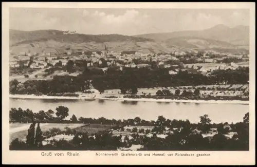 Bad Honnef Panorama-Ansicht von Nonnenwerth, Grafenwerth und Honnef 1912