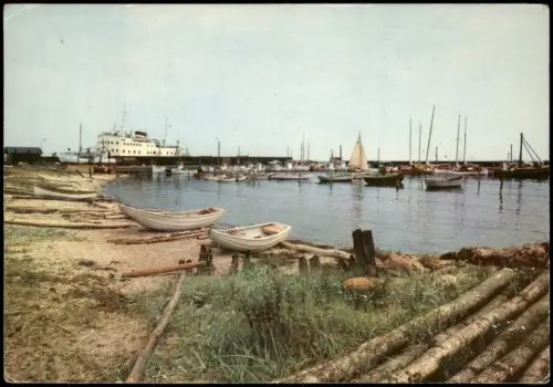 Postcard Spodsbjerg Fischerbote und Dampfer 1965