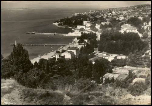 Portorose Portorož Panorama der Küste mit Hafenanlagen und Villen 1958