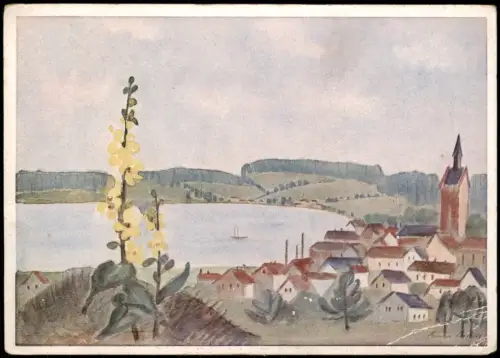 Apenrade Aabenraa Åbenrå Blick auf Apenrade mit Königskerze 1930