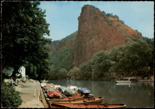 Bad Münster am Stein-Ebernburg Rheingrafenstein mit Nahe-Fähre und Bootsstation 1975