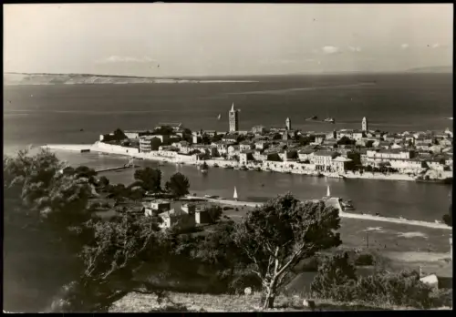 Postcard Rab Arbe Panorama der Altstadt mit Glockentürmen 1955