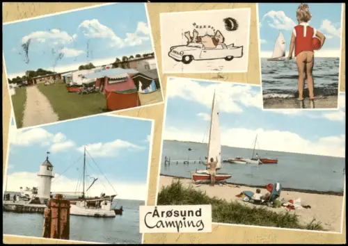 Hadersleben Haderslev MB Årøsund Camping mit Strand, Hafen und Leuchtturm 1976