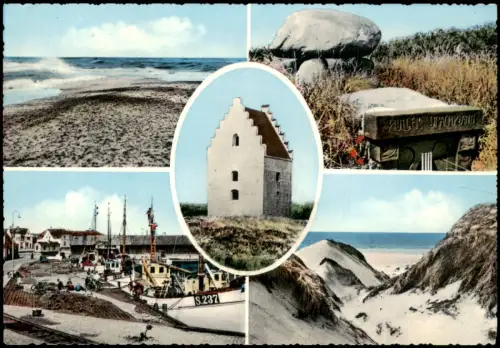Skagen Mehrbildkarte Skagen mit Versandeter Kirche, Hafen und Dünen 1960