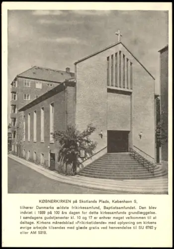 Postcard Kopenhagen København Købnerkirken am Skotlands Plads 1950