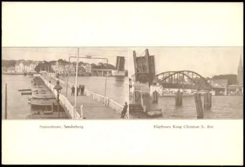 Sonderburg Sønderborg Pontonbrücke und Klappbrücke Kong Christian X. Bro 1930