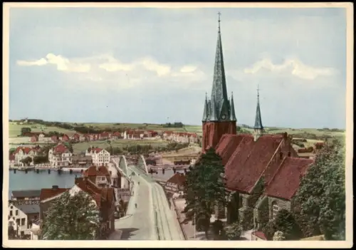 Sonderburg Sønderborg Stadtansicht mit Sankt Marie Kirke und Brücke 1940