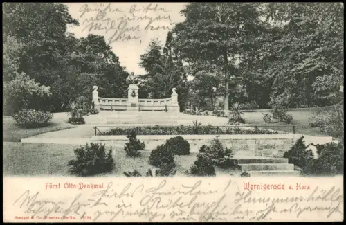 Ansichtskarte Wernigerode Fürst Otto-Denkmal 1902  gel ALTONA (Ankunftsstempel)