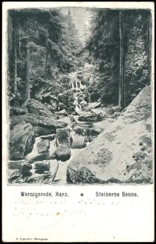 Ansichtskarte Wernigerode Steinerne Renne 1907  gelaufen BREMEN Ankunftsstempel