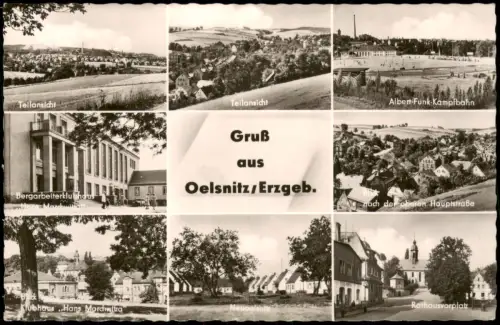 Oelsnitz Erzgebirge DDR Mehrbildkarte Bergarbeiter Klubhaus Funk-Kampfbahn 1962