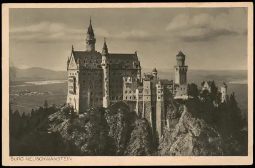 Ansichtskarte Schwangau Schloss Neuschwanstein Burg Gesamtansicht 1920