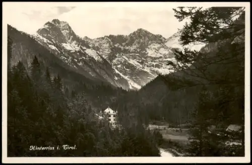 Hinterriß (Tirol) Hinterriß mit Karwendelgebirge und Hotelansicht 1930