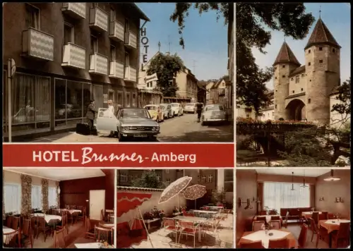 Ansichtskarte Amberg Mehrbildkarte mit Hotel Brunner Batteriegasse Autos 1970