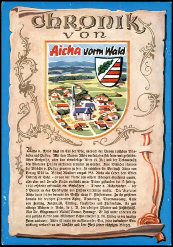 Ansichtskarte Aicha vorm Wald Chronik-Karte Geschichte Ortsansicht 1980