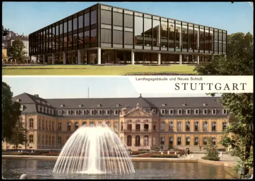 Ansichtskarte Stuttgart 2-Bild-Karte Landtagsgebäude und Neues Schloss 1980