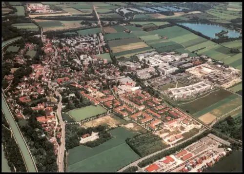 Ansichtskarte Unterföhring Ortsansicht vom Flugzeug aus, Luftaufnahme 2001