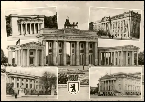 Berlin DDR Mehrbild-AK mit Universität  Staatsoper   Brandenburger Tor 1960