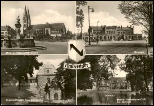 Halberstadt DDR Mehrbild-AK  Marie-Hauptmann-Stift Bahnhof  Spiegelsberge 1969
