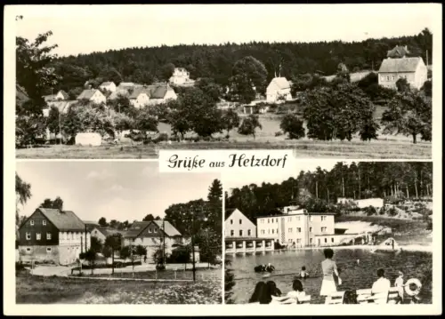 Hetzdorf-Halsbrücke Grüße aus Hetzdorf mit 3 Ortsansichten zur DDR-Zeit 1975