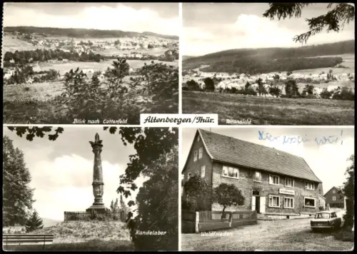 Altenbergen DDR Mehrbild-AK mit Kandelaber, Rasthaus Waldfrieden uvm. 1979/1977