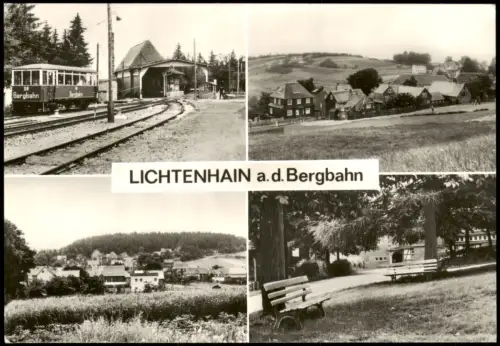 Lichtenhain/Bergbahn-Oberweißbach DDR Mehrbildkarte mit 4 Ort Lichtenhain 1977