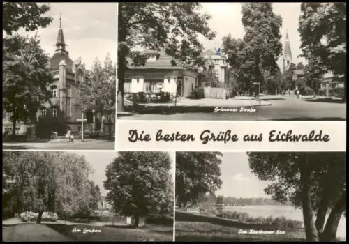 Eichwalde DDR Mehrbildkarte mit Grünauer Str., See, Ortsansichten 1982