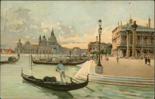 Cartolina Venedig Venezia Piazetta S. Marco Gondel Künstlerkarte 1911