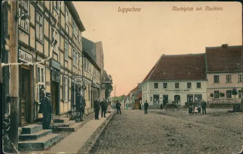 Postcard Lippehne (Neumark) Lipiany Marktplatz mit Marktstraße 1913  b. Pyritz